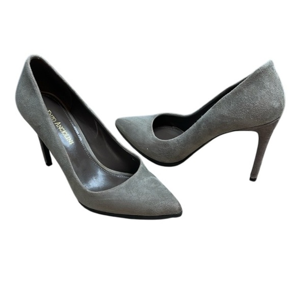 Enzo Angiolini Suede Pointed Toe Pumps Heels Grey Padded Insole Lug Sole Size 8 - Picture 2 of 11